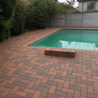 Clay brick pool deck
